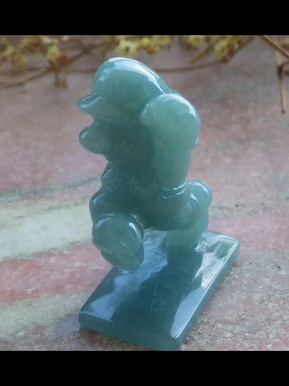 Mario water blue light green Jadeite Jade Display mario kick Cartoon seal chop